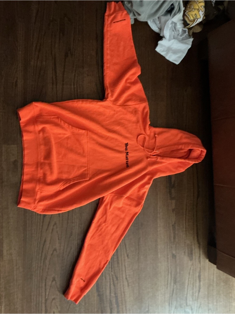 Bright Orange Hooded Sweatshirt with Front Pocket